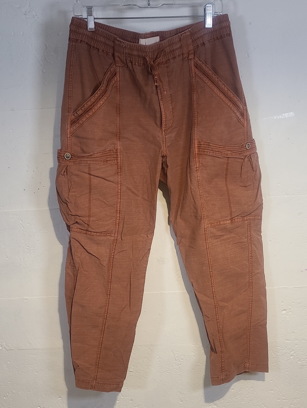 Anthro Crop Drawstring Cargo Pants - Rust